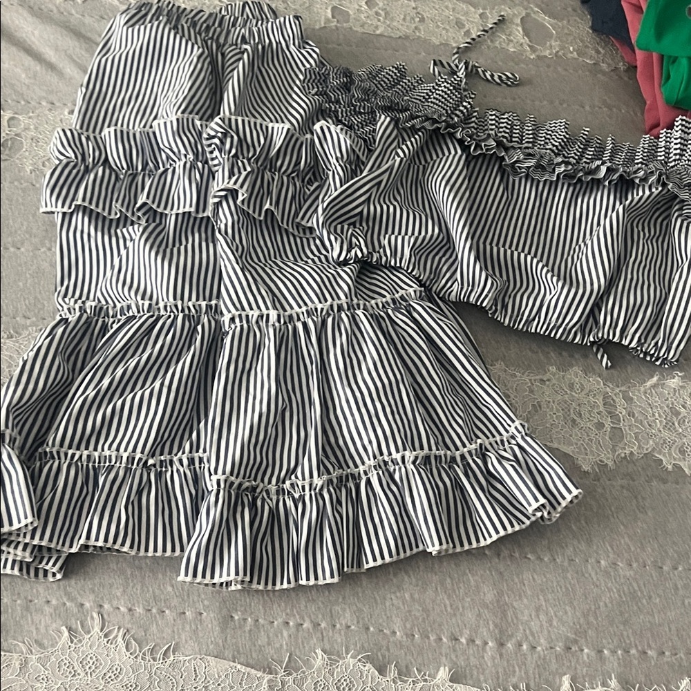 Striped Ruffle Off-Shoulder Top